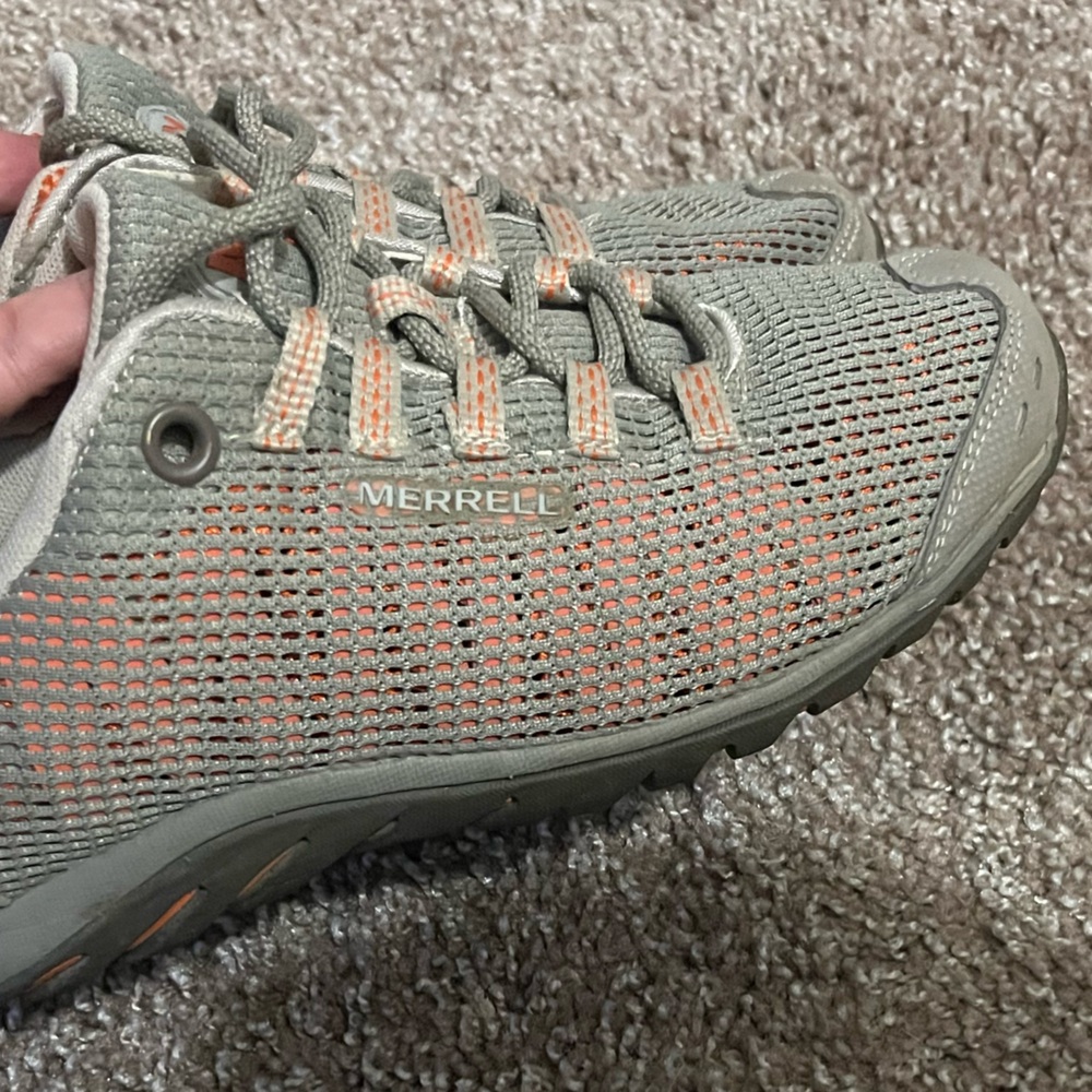 Merrell Gray and Orange Sneakers Rugged Design